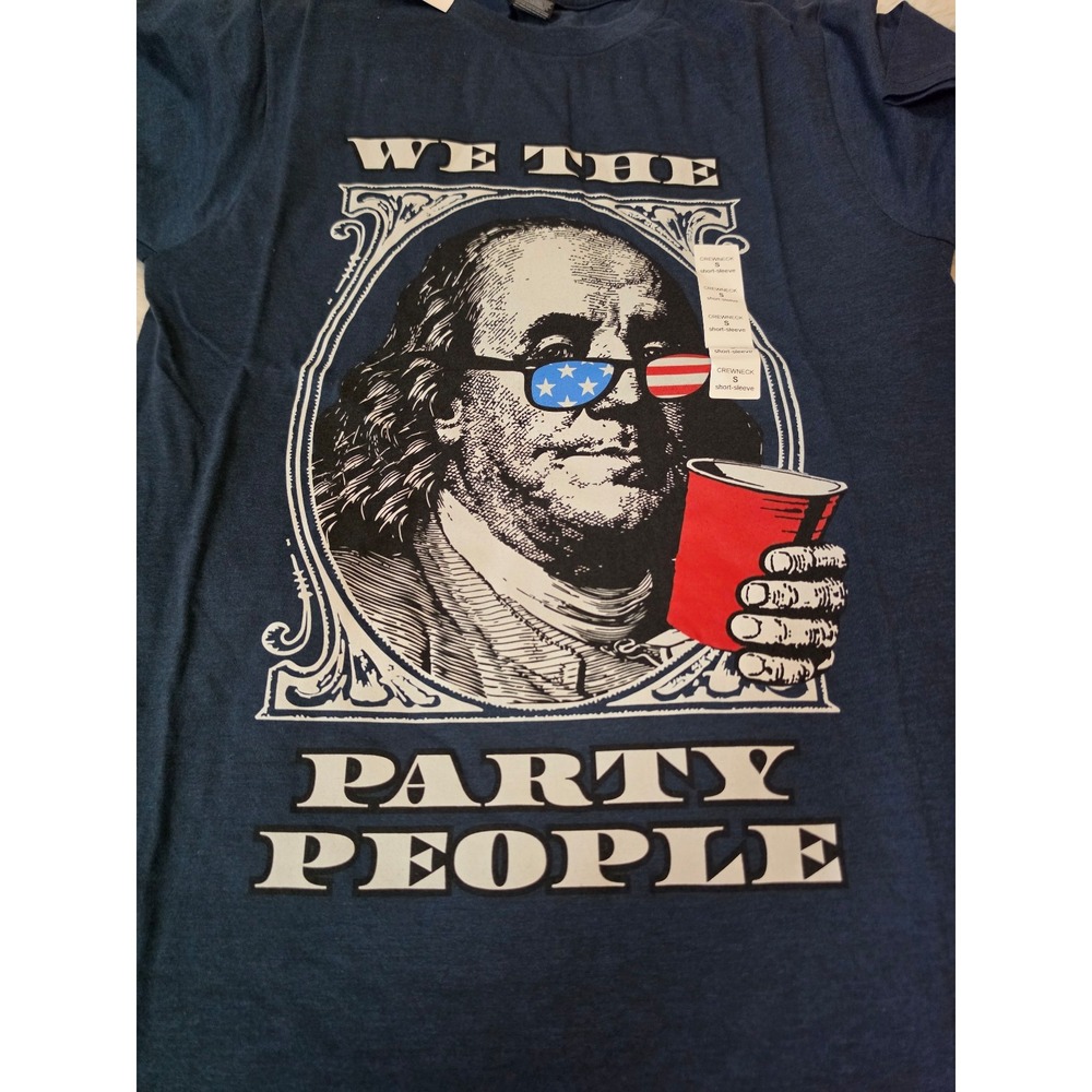 Kohl's We The Party People Benjamin Franklin Navy Graphic Tee Men's Small NWT